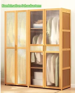 Kleiderschrank Kleiderständer aus Bambus mit Regalen Kleiderregal Kleiderbügel - Afbeelding 1 van 18