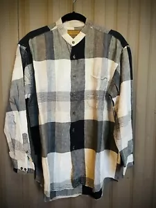 Cellini Linea Uomo Button Up Shirt Men's XL Tan Beige Cotton Linen Grandpa Shirt - Picture 1 of 7