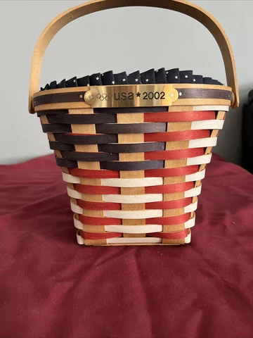 American Traditions 2002 USA Olympic Basket FLAG Design Red White Blue Patriotic Cover