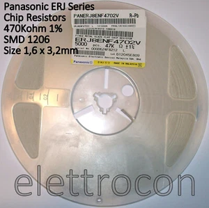 50 pezzi 47 KOhm 1% SMD1206 Resistenze precisione Panasonic ERJ Serie Code 4702 - Imagen 1 de 2