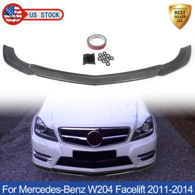 Front Bumper Lip Splitter Fits Mercedes-Benz W204 C300 Facelift 2011-2014 Sport - Imagem 1 de 4