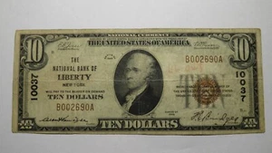10 $ 1929 Liberty New York NY National Currency Banknote Geldschein Kap. #10037 FINE - Bild 1 von 3