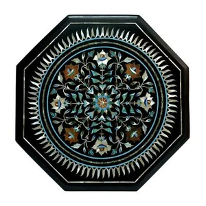 18" Marble Coffee Table Top Pietra Dura Floral Inlay Home Decor - Picture 1 of 1
