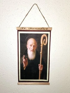 Saint Benedict 13x8" Vibrant Felt Hanging Poster. Beautiful Piece! Catholic - Picture 1 of 1