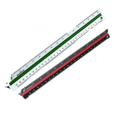 2 x Dreikant-Maßstab RUMOLD, 150, Architect 1, 2er Pack schwarz + weiß, Lineal