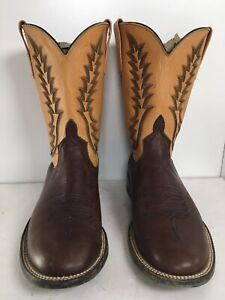 Anderson Bean Leather Roper Western Boots 9 D Mango Yellow USA