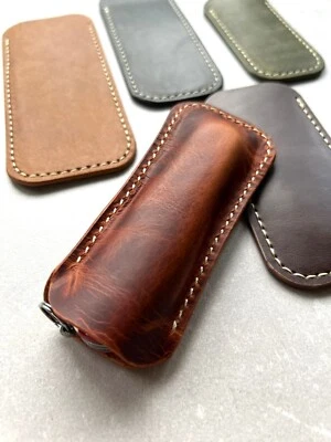 Handmade Leather Knife Sheath , EDC Leather Pocket Knife Slip - Image 1 of 4