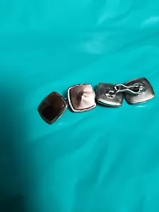 Pair vintage mens button style cufflinks cuff links silver abalone circle - Picture 1 of 10