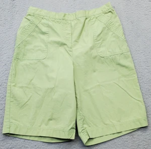 Alfred Dunner Shorts Women Petite 12 Green Solid High Rise Elastic Waist Pull On - Picture 1 of 7