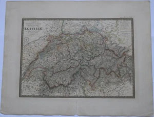 Original 1832 Switzerland - Brue Atlas 26" x 21" huge map - Antique - Picture 1 of 3