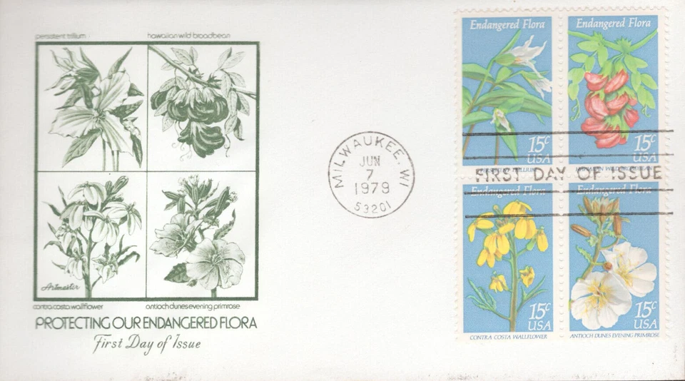 1979 FDC - Scott# 1783-86 - Endangered Flora - Block of 4 - Artmaster - Image 1 of 1