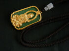 26" Beau collier tibétain avec laiton *KwanYin * Pendentif en jade vert incrusté OO022