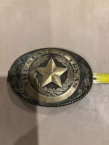 "Estado de Texas"" hebilla de cinturón de latón sólido de la colección Tony Lama - Imagen 1 de 4