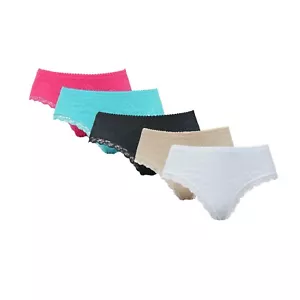 1/3/6x Slip mutandine donna cotone lingerie pizzo tinta unita orlo 8-16 11024 - Foto 1 di 17