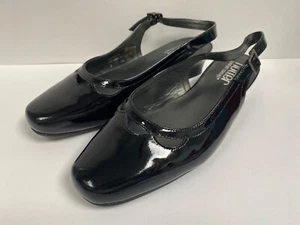 HOTTER scarpe nere vernice UK 5 EE larghe ENTREAT sandali slingback in pelle EU 38 - Foto 1 di 8
