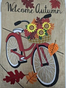 "Bicicleta de otoño ZSK14B4503 ARPILLERA perenne bandera de jardín 12,5"" x 18""" - Imagen 1 de 1