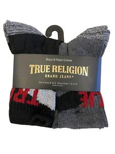 True Religion Boys 6pack half cushion Crew Shoe Sz 7.5-2.5 Multi color - Picture 1 of 4