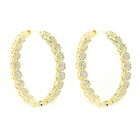 18CT Gold  Hoop Earrings GF Large Gold  Earrings Cubic Zirconia  B179