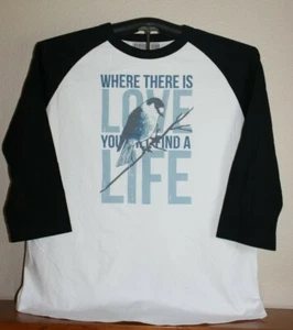 WHERE THERE IS LOVE YOU WILL FIND A LIFE 3/4 Arm T-Shirt Large in weiß/schwarz - Bild 1 von 4