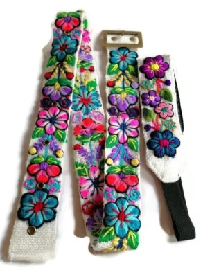 Разноцветные цветы шерсти сплетенный обруч для волос ремень комплект Андские горы - Изображение 1 из 4