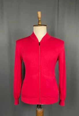Zegna RECIENTE Hombre Rojo Cremallera Completa Cárdigan Suéter Talla S - Imagen 1 de 4