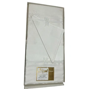 Antik Vintage Französisches Set Damast Tischdecke & Servietten Handgesäumt Japan - Bild 1 von 7