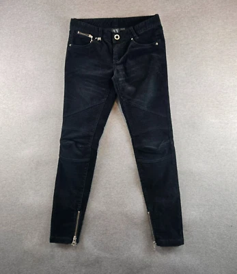 Pantalones de mezclilla ARMANI EXCHANGE A/X para mujer negros de pana moto 4 punk rock con cremallera al tobillo Foto 1 de 4