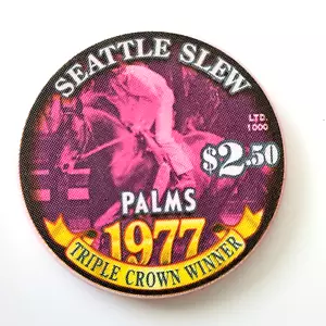 Seattle Slew $2.50 Chip 1977 Palms Casino $2.50 Las Vegas LTD 1000 - Bild 1 von 3