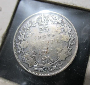 Canada 1921 Silver 25 Cents, Nice Coin - Picture 1 of 4