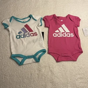 Adidas Set of 2 Snapsuits, Size 3M, Punk, White, 100% Cotton, Short Sleeve - Bild 1 von 12