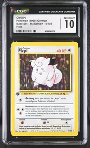 CGC 10 GEM MINT Clefairy GERMAN Base Set 1st Edition 5/102 Holo Pokemon Card - Picture 1 of 2