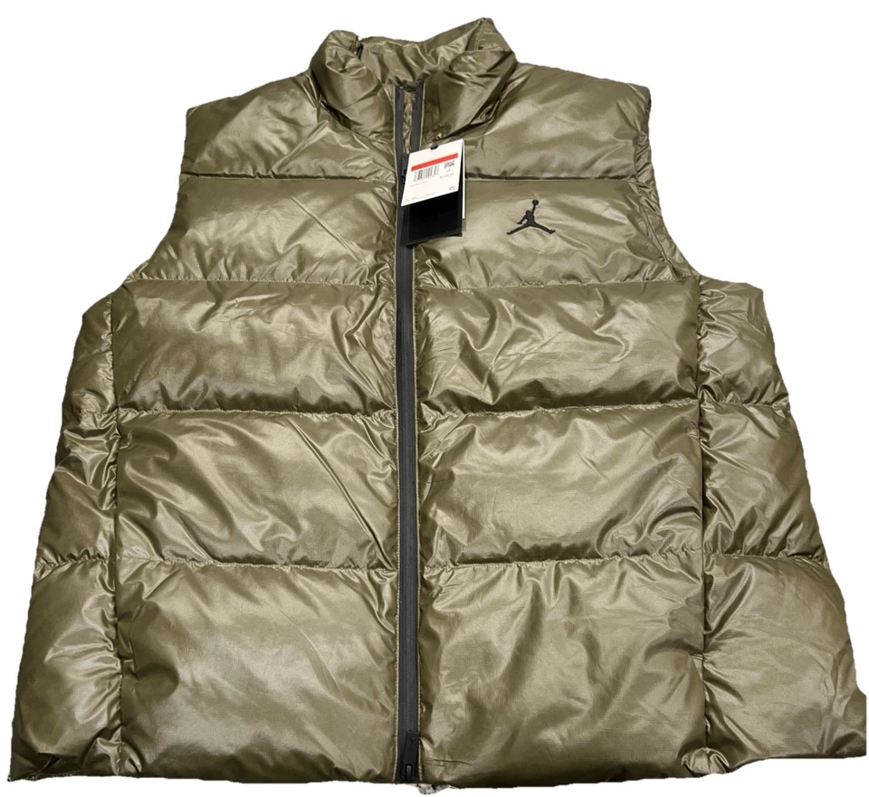 Nike Air Jordan Therma-Fit Down Puffer Vest Mens Size L FV7273-222 Olive