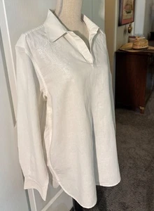 Womens Embroidered Linen Shirt - Picture 1 of 9