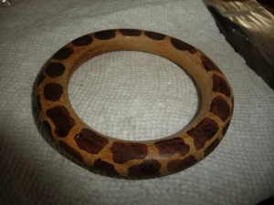WOODEN BANGLE WITH HAND PAINT LEOPARD SPOTS  BRACELET #26/19 - Picture 1 of 3