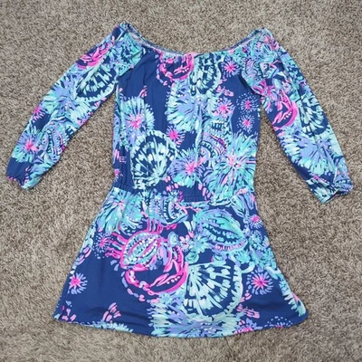 Lilly Pulitzer Lana Skort Romper Dress Women's Size XS Blue Pink Floral Skirt - Image 1 of 4