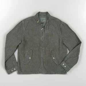 VTG 00s Y2K Banana Republic Garment Dyed Olive Green Linen Field Jacket Men's XL - Picture 1 of 15