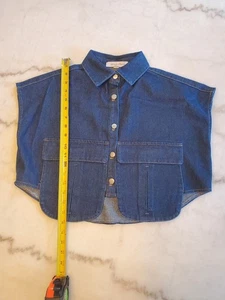 Fancy Dream Women's Denim Big Pocket Sleeveless Jean Jacket Vest Size ML C5 - Picture 1 of 10