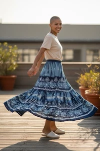 Unity Casuals Damenrock Einheitsgröße blau & weiß gemustert Kreis - Bild 1 von 3