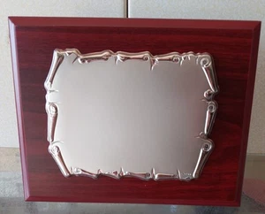TARGA RICORDO INCIDIBILE CM.23x18 LASTRA ARGENTO 925% A FORMA DI PERGAMENA 1507G - Picture 1 of 6