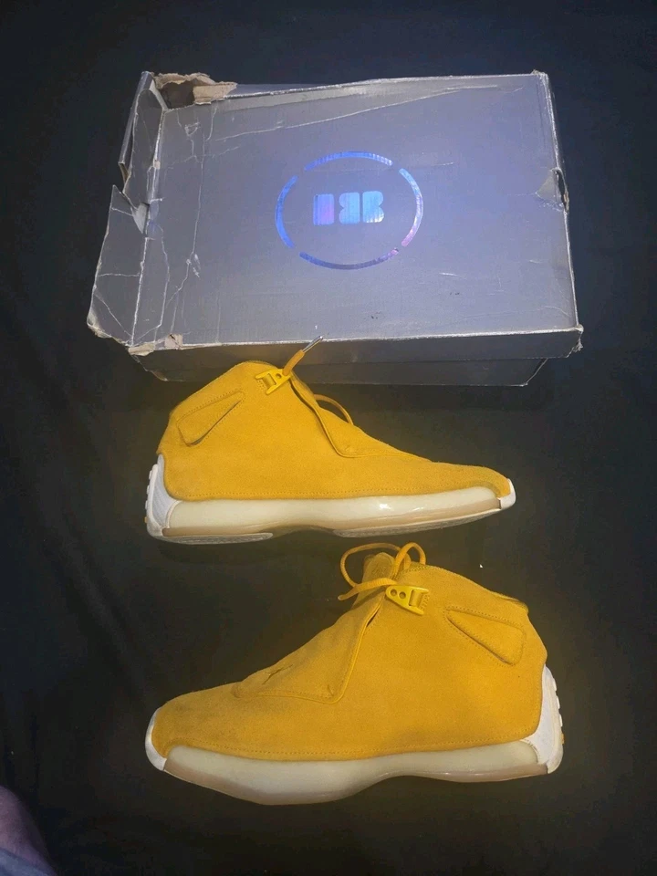 Air Jordan 18 Retro Amarillo Gamuza Hombre Tenis AA2494-701 Talla 10.5 Foto 1 de 4