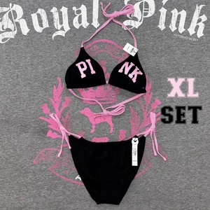 VS PINK Limited Edition Black & Pink Lollipop String Cheeky Bikini Matching Set - Picture 1 of 11