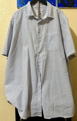 Camisa con botones Harbor Bay HB para hombre 3XLTCool & Dry azul blanco a rayas Seer Sucker Foto 1 de 4