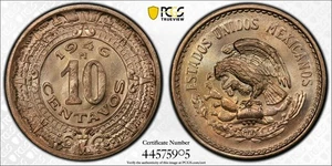 1946 M Mexico 10 Centavos PCGS MS67 Top Pop 17/0 Finer 5266 - Picture 1 of 5