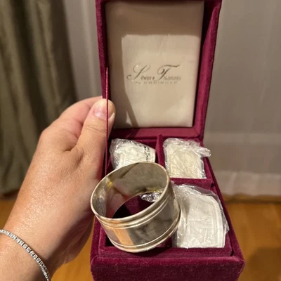 Silver Treasures by Godinger napkin rings set of 4 in Red Velvet Box #AB1 - Image 1 of 4