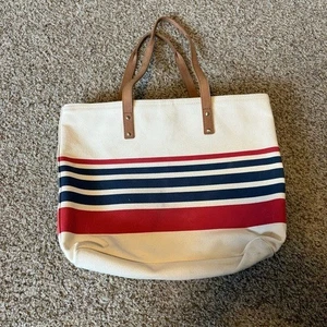Ll Bean Boat and Tote Bolso de Mano Rojo Blanco Azul Lona - Imagen 1 de 7