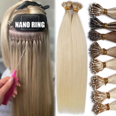 CLEARANCE Nano Ring Tip 100% Remy Human Hair Extensions Micro Loop Beads 150G US - Image 1 of 4