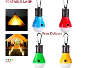 LED Portable Lamp Lantern Outdoor Camping Tent Light Bulb Hanging Torch UK - Picture 1 of 7