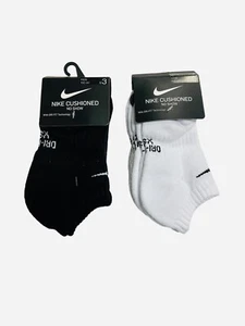Nike Lightweight No Show Socks 6 Pair 3-White and 3-Black Kid's Size 10C-3Y - Picture 1 of 4