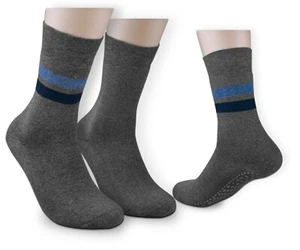 ABS-Socken STOPPER (2 Paar) mit breitem Bund ohne Gummirand vollfrottee grau - Bild 1 von 2