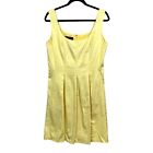 Nine Wes Dress Scoop Neck Sleeveless Pleated A Line Skirt Zip Yellow Women Sz 12